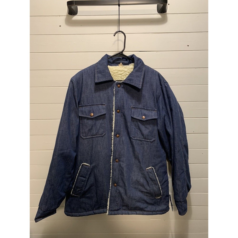 Vintage 70’s Possible (Carhartt) No Tag Sherpa Denim Jean Jacket Chore Coat Long